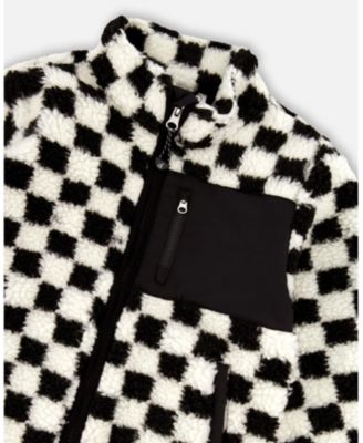 Unisex Sherpa Jacket Black Checkerboard - Baby