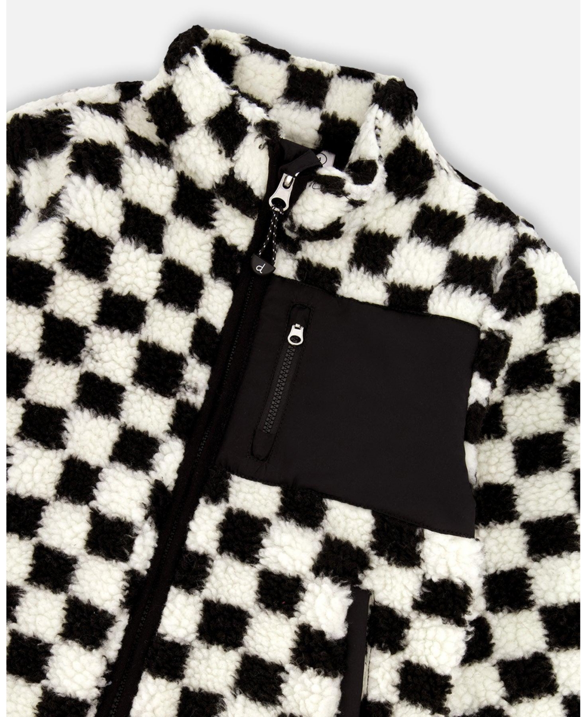 Deux par Unisex Sherpa Jacket Black Checkerboard - Baby
