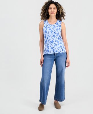 Petite Poetic Floral Feminine Tank Sweater