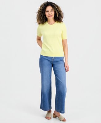 Petite Fine Gauge Rib Crewneck Sweater