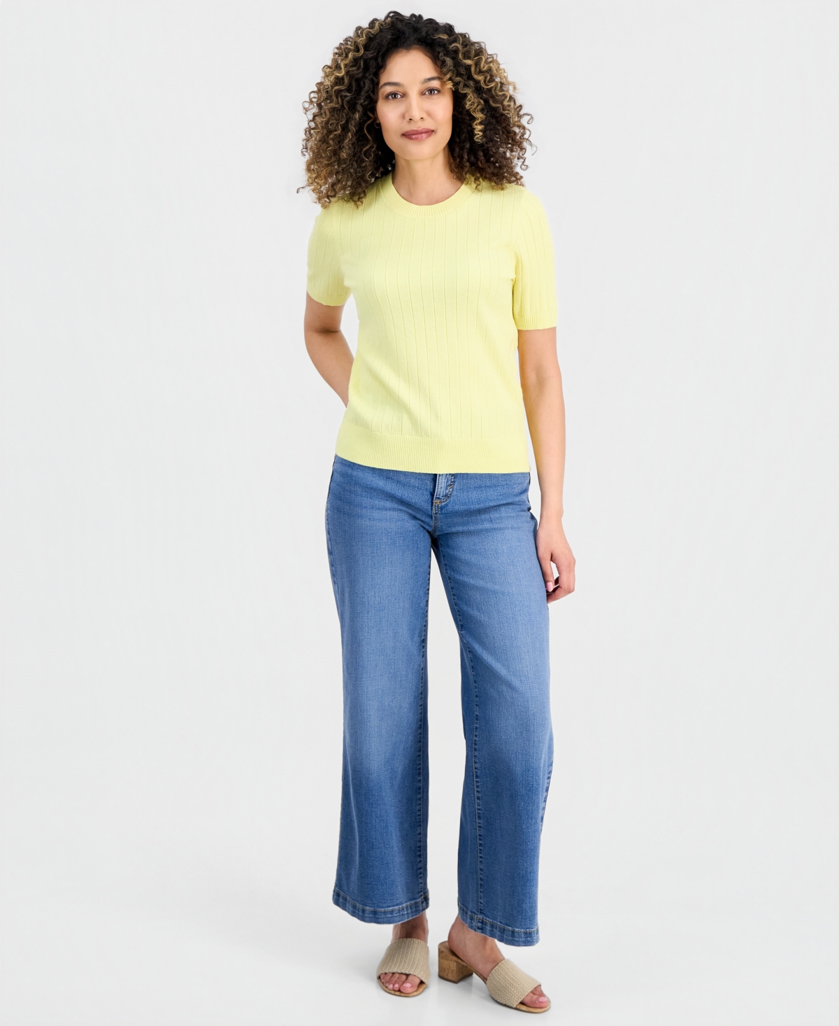 Style & Co Petite Fine Gauge Rib Crewneck Sweater, Macy's Exclusive