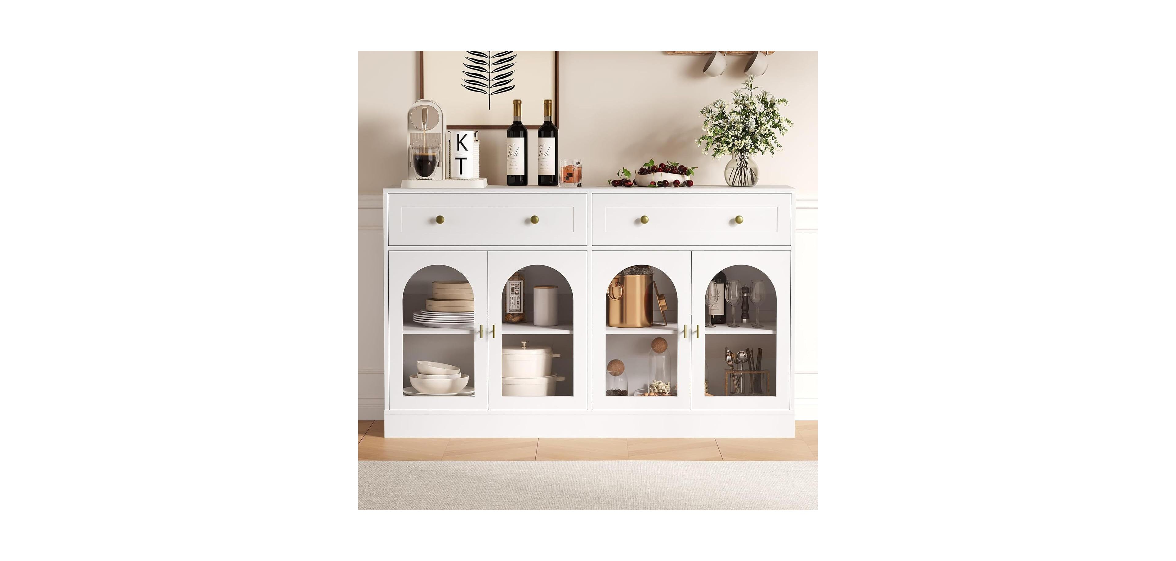 gaomon White 55" Tv Stand & Sideboard Buffet Cabinet, Storage Solution for Dining & Living Room