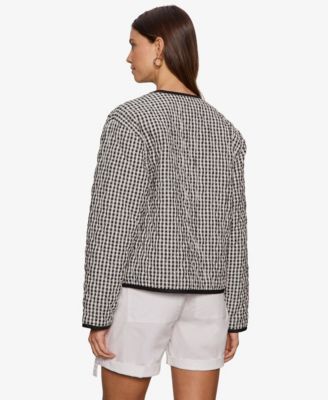 Women's Quilted Button-Front Crew Neck Jacket