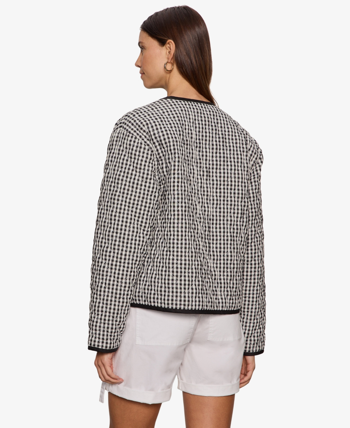 Sanctuary Women's Quilted Button-Front Crew Neck Jacket