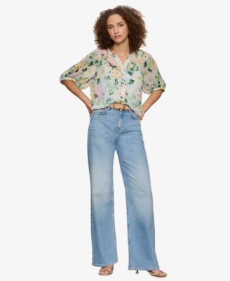 Women's Button-Front Detachable Cami Blouse