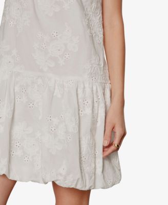 Women's Garden Eyelet Bubble Crew Neck Mini Dress