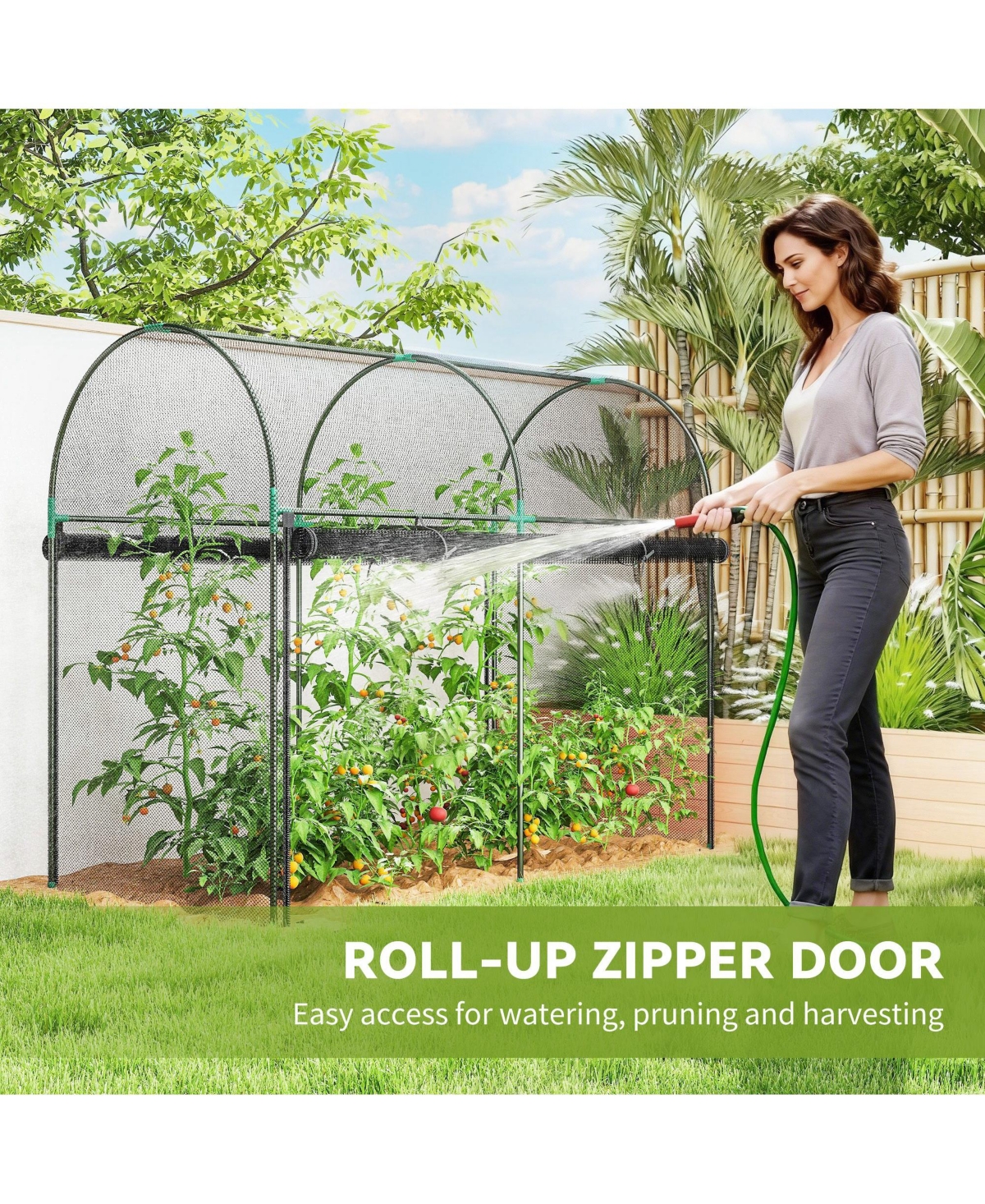 Outsunny Crop Cage, 6' x 3' 5' Large Plant Protection Tent,