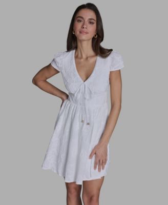 Women's Embroidered V-Neck Mini Dress