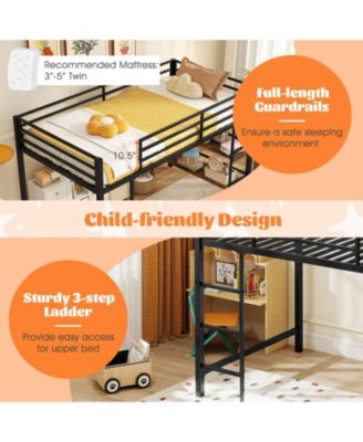 Twin Low Loft Bed with Ladder and Shelf Storage for Kids - 41