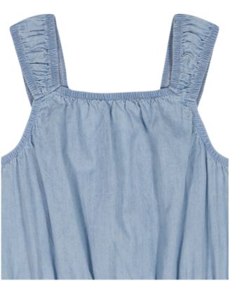 Girls' 7-16 Smocked Waist Square Neck Top