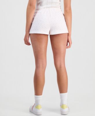 Juniors' Floral Printed Fleece Shorts