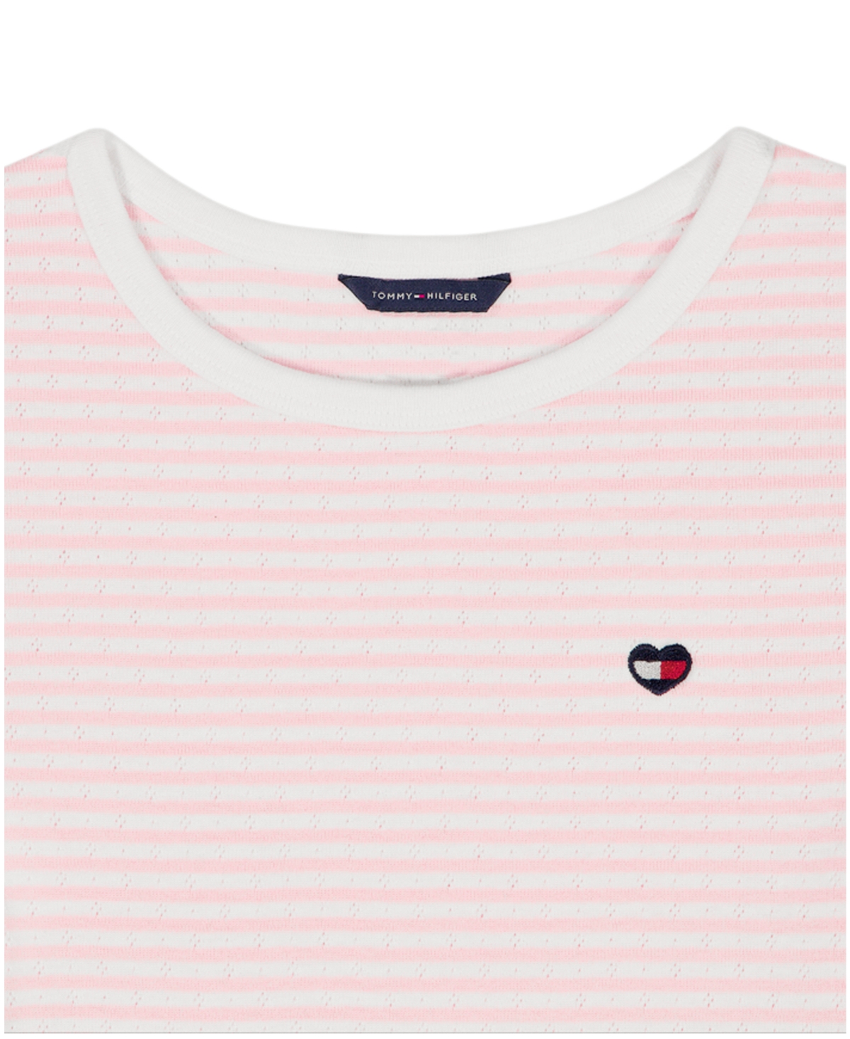 Tommy Hilfiger Girls' 7-16 Stripe Pointelle Rib Short-Sleeve Top