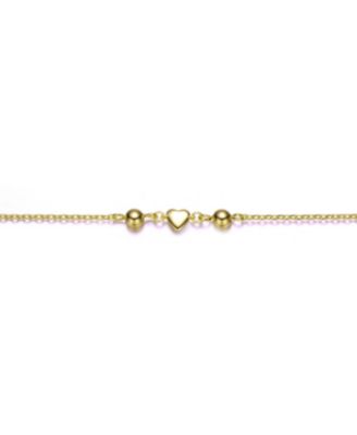 Dainty 14k Gold Plated Tiny Heart & Pearl Charm Bracelet