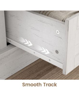 Farmhouse TV Stands for 65 Inch TV, Entertainment Center with Sliding Barn Doors, Television Stands with Large 4 Drawers & Bar Handles, Wood TV