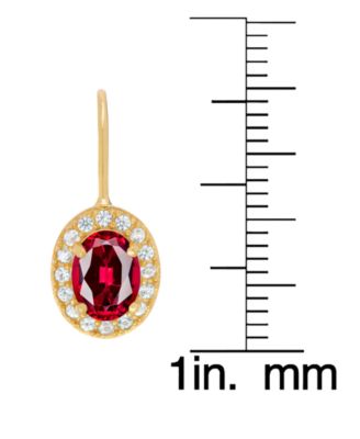 Lab-Grown Ruby (1.90 ct. t.w.) & Lab-Grown White Sapphire (0.16 ct. t.w.) Halo Earrings in 14k Gold Over Sterling Silver