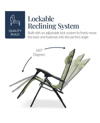 Oversized Padded Zero Gravity Chair, Folding Outdoor Patio Recliner w/ Side Tray