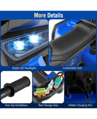 24V Kids Ride on Electric ATV Quad Car with Realistic Sounds and LED Lights-Navy