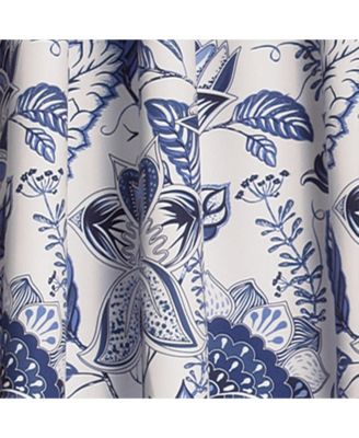 Lush Décor Lush Decor Cynthia Jacobean Room Darkening Window Curtain Panels Pair 52"W x 84"L+2" Blue - Floral Curtains for Living Room - Long Bedroom Curtains