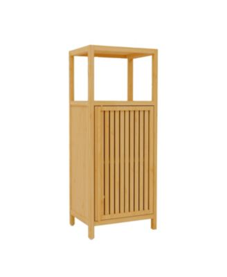 41" Bamboo Storage Locker with Door & Shelf, Large Capacity Slim Cabinet
