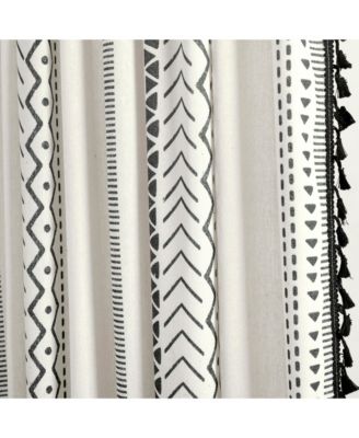 Hygge Boho Stripe Tassel Window Curtain Panels Pair 52"W x 84"L  -Curtains For Bedroom - Living Room Curtains