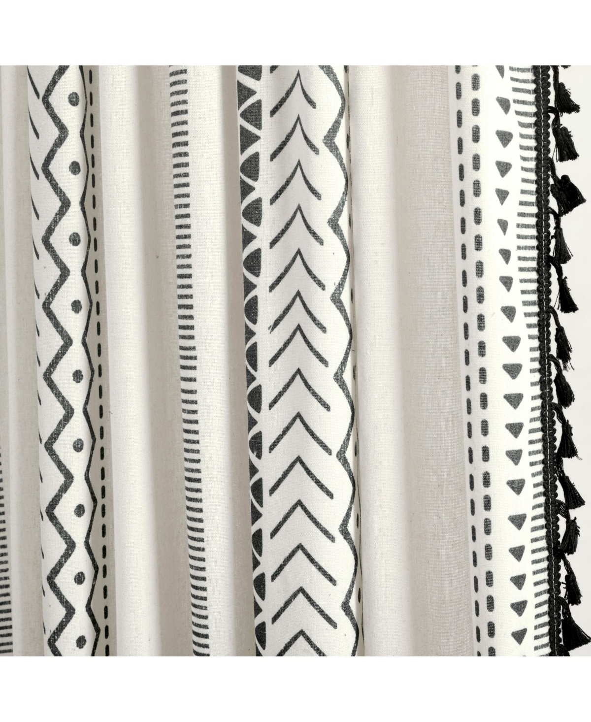 Lush Decor Hygge Boho Stripe Tassel Window Curtain Panels Pair 52"W x 84"L -Curtains For Bedroom - Living Room Curtains