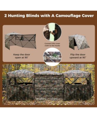 Double One-Way See-Through Ground Hunting Blinds for 2-6 People, Side-by-Side Shelter
