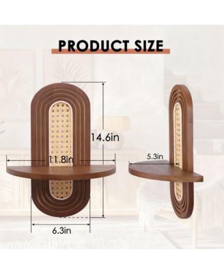 Bohemian Rattan Floating Shelves - Stylish Decor for Living Room, Bedroom
