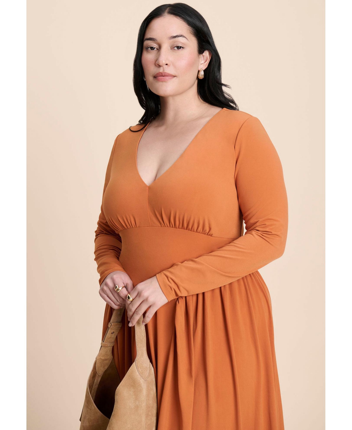 Eloquii Women's Plunge Neck Knit Dress