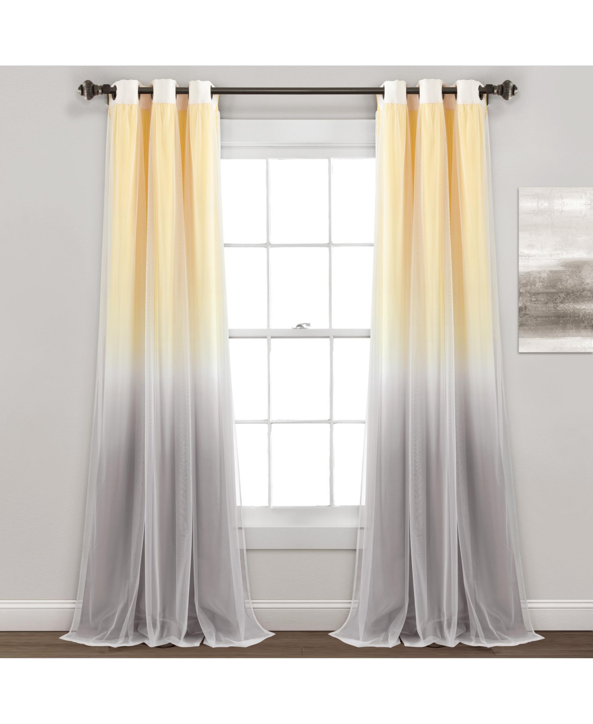 Lush Decor Umbre Fiesta Grommet Room Darkening With Sheer Curtain Panel Single - Ombre Curtains For Bedroom Or Living Room