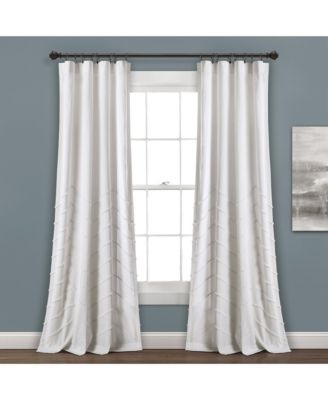 Lush Decor Chenille Chevron Light Filtering Window Curtain Panels Pair 40"W x 84"L White - White Curtains for Bedroom