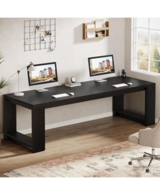 2 Person Desk, 86.6 Inches Extra Long Desk, Double Computer Writing Table, All Wood Large Desks Workstation for Home Office