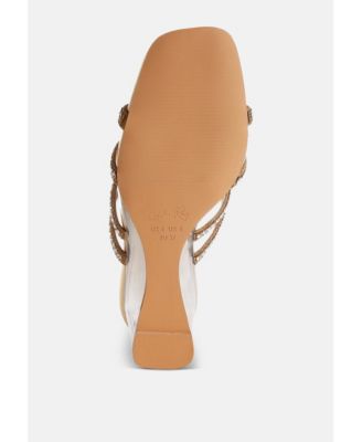 Womens Caqueta Metallic Rhinestone Clear Wedge Sandals