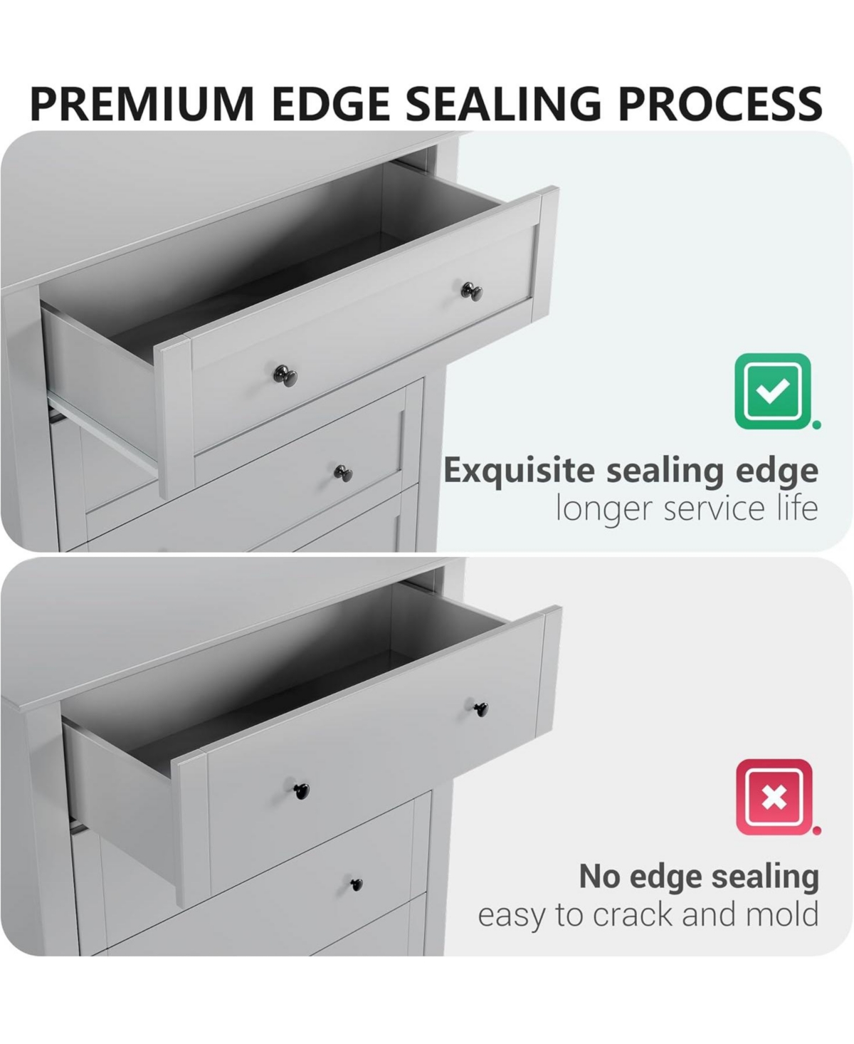 Gaomon Garvee 54" Wide 6-Drawer Modern Dresser, Deep Drawers for Bedroom