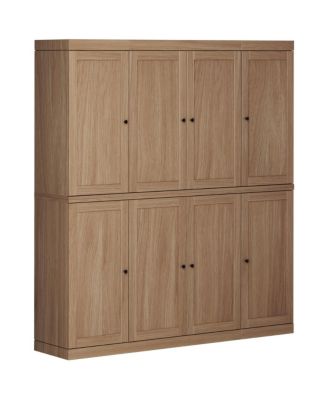 Premium 100% Solid European Oak Hardwood Modular Dining Room Cabinet with Shaker Doors – 64" Wide, 71.5" Tall