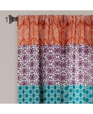 Bohemian Stripe Window Curtain Panels, Pair 52" W x 63" L