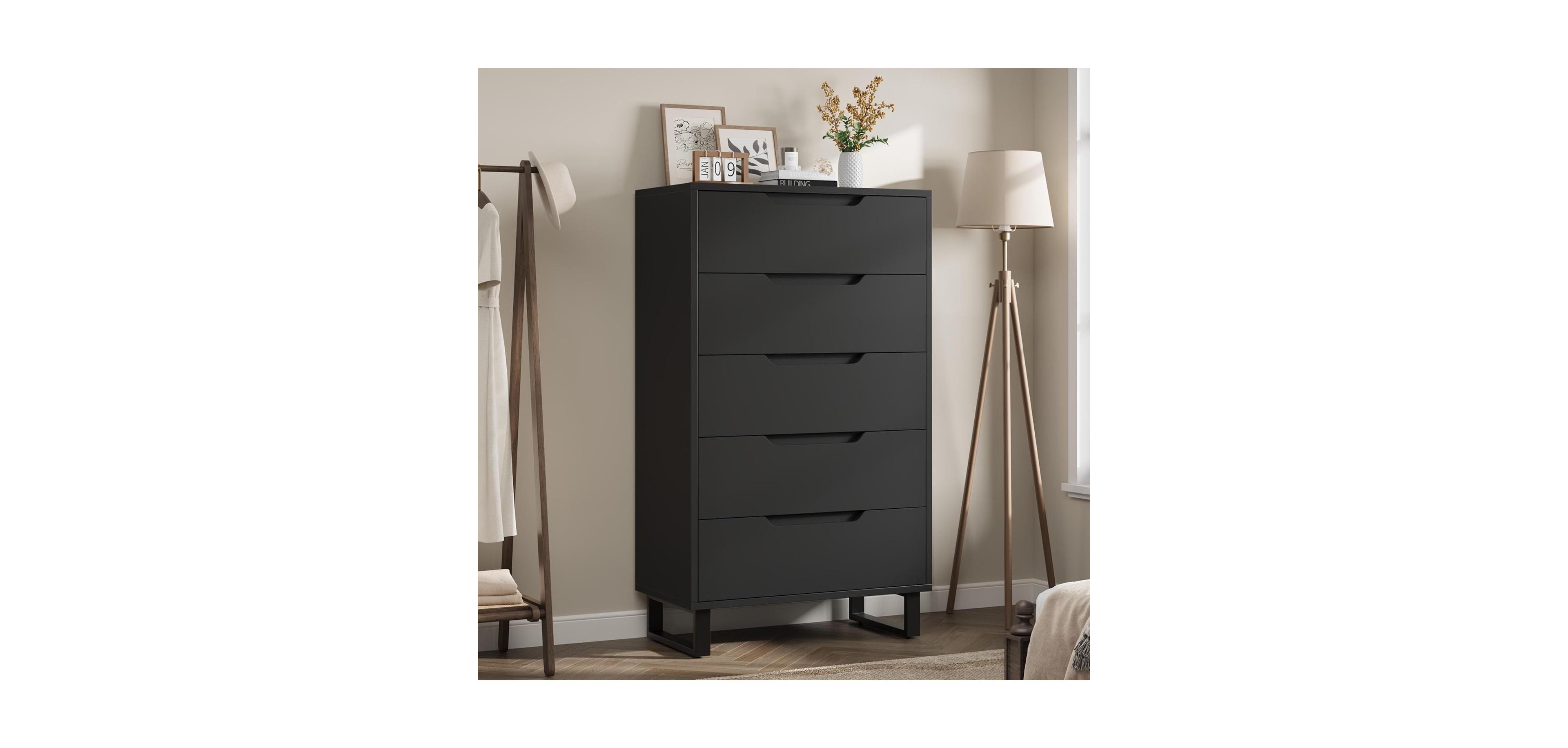 gaomon 5 Dresser for Bedroom, 50.5" Tall Dresser, Freestanding Horizontal Drawer with Storage, Wooden Closet Chest Storage Living Room