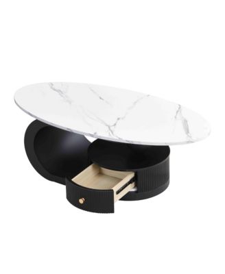 Modern Nesting Coffee Table Set of 2 - Oval and Round Table Set