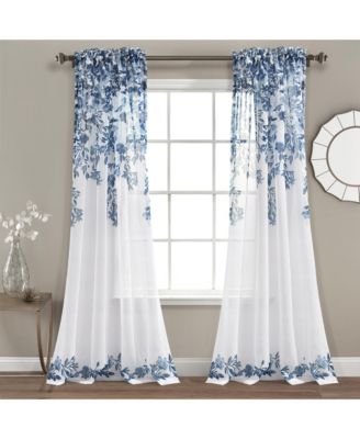 Tanisha Sheer Window Curtain Panels 38"W x 95"L  - Floral Curtains for Living Room - Sheer Curtains for Bedroom - Cottage Decor