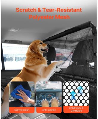 Vehicle Dog Barrier for Front Seats, 50" Wide Mesh Car Divider, Universal Fit for SUVs and Trucks