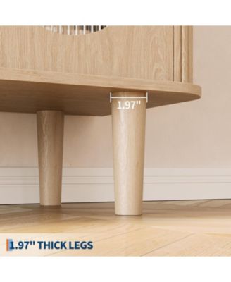 47" Sideboard Buffet Cabinet with Fluted Glass Doors & 3 Drawers