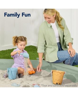 Kid's Octagonal Wooden Outdoor Sandbox w/ Benches, 8 Seats, Cover, XL Sandpit, Liner