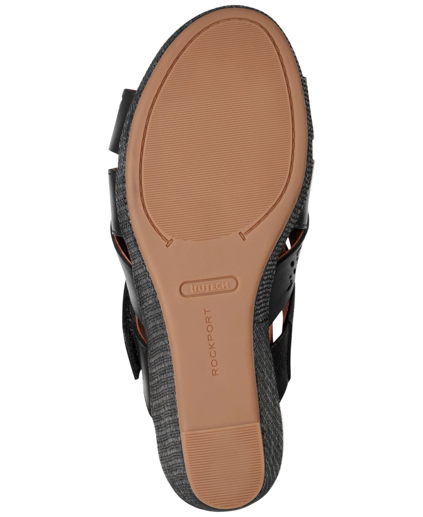Женские сандалии Rockport Britta Leather Slip-On Wedge, цвет: Чёрный кожаный — фото 5