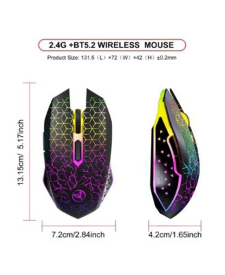 Dual Mode Wireless Gaming Mouse 2.4G and Bluetooth 5.2 RGB Silent 3 Speed DPI