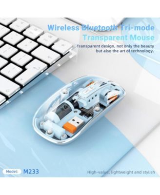 Transparent Tri Mode Wireless Mouse Rechargeable Silent 800 1200 1600 DPI Office Mouse