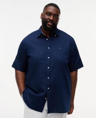 Men's Big & Tall Linen-Blend Short-Sleeve Shirt