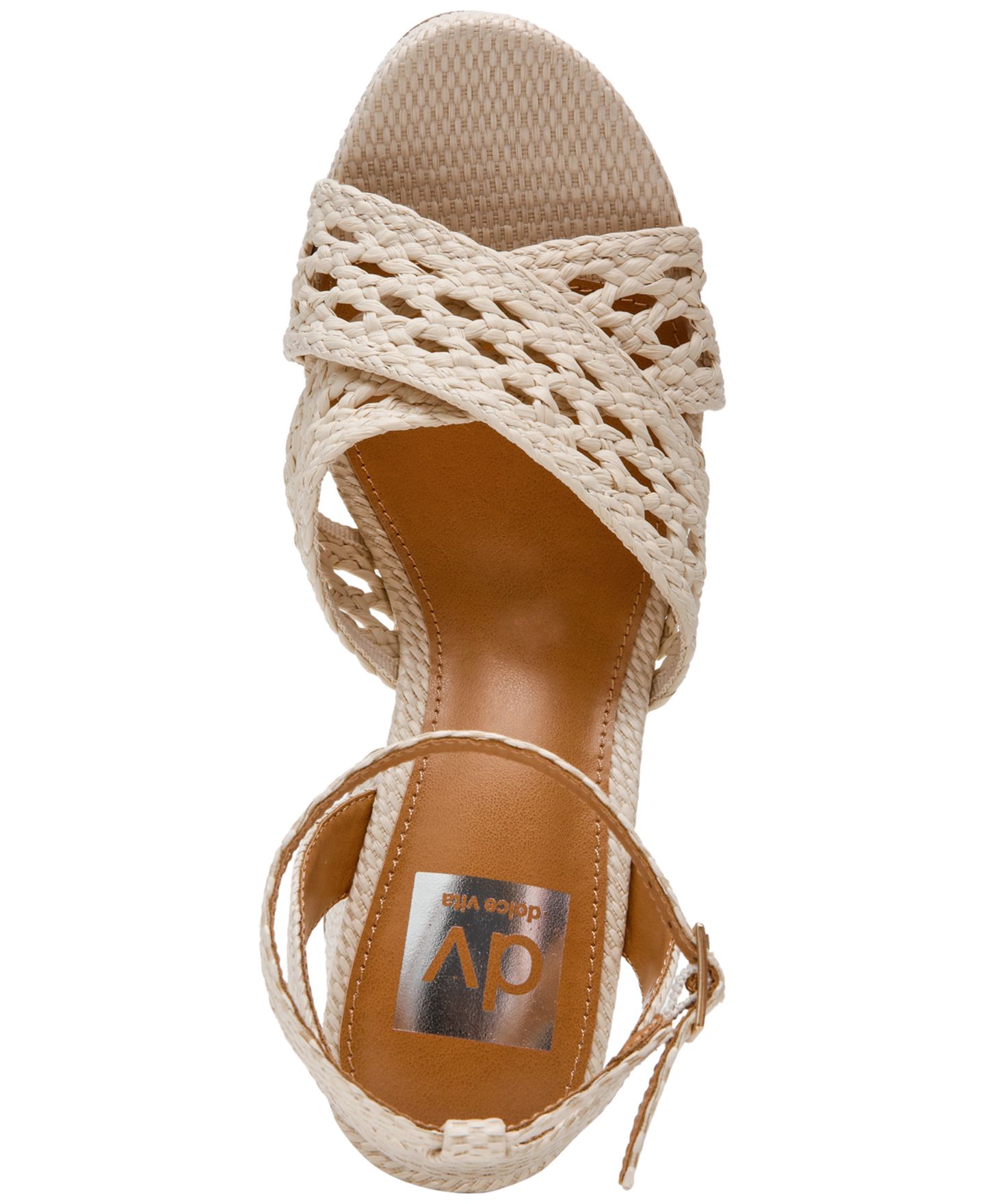 Женские сандалии DV Dolce Vita Whisora Crossband Raffia Woven Platform Dress Sandals, цвет: Слоновая кость — фото 4
