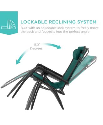 30" Extra Wide Folding Zero Gravity Patio Lounge Chair w/Adjustable Canopy Shade