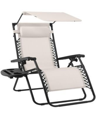 30" Extra Wide Folding Zero Gravity Patio Lounge Chair w/Adjustable Canopy Shade