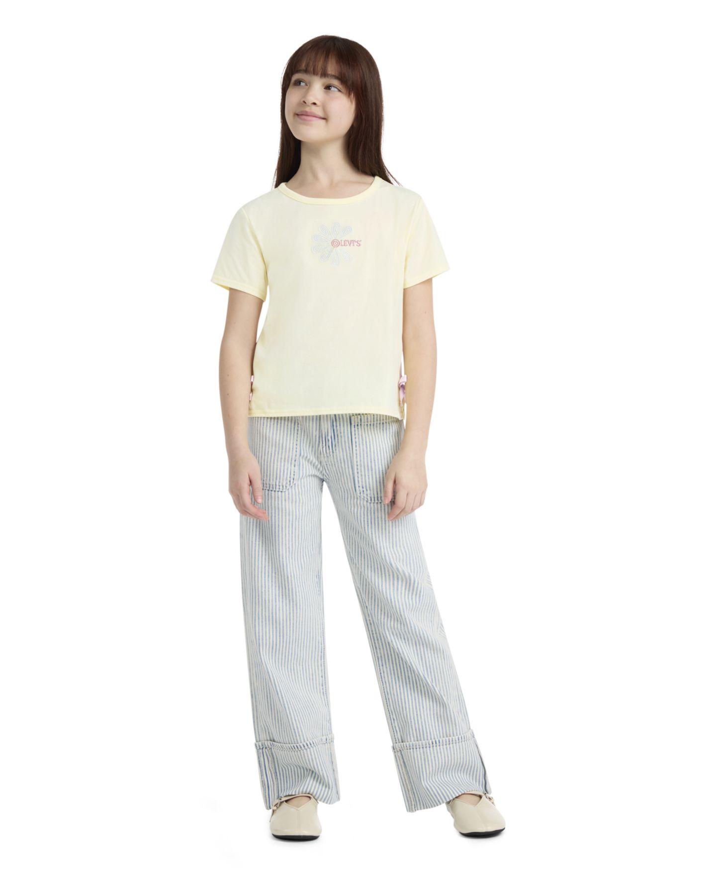 Топ Levi's Daisy Side Tie Round Neck Top для девочек, цвет: Светлый жёлтый — фото 3