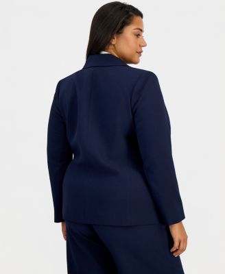 Plus Size Peak Lapel One-Button Blazer